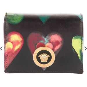 Versace Black Wallet with Multicolor Heart Design